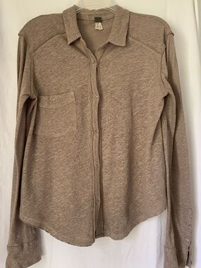 We The Free 'Caroline Slub' button down shirt in soft mocha